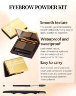 Eyebrow Powder Makeup Kit,2 Colors Waterproof Long Lasting Brown/Grey Eye Brow Tinting Powder Palette,Professional Eyebrow Filler Makeup Gifts for Women with Mirror Brow Brush & Razor-Set 02# - Image 4