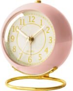 AYRELY® Battery Operated Desk Alarm Clock with Light,Silent No Ticking,Small Table Clock for Bedside/Bedroom/Living Room/Office/Travel/Kids/Room Decor Aesthetic Vintage(Pink) - Image 2