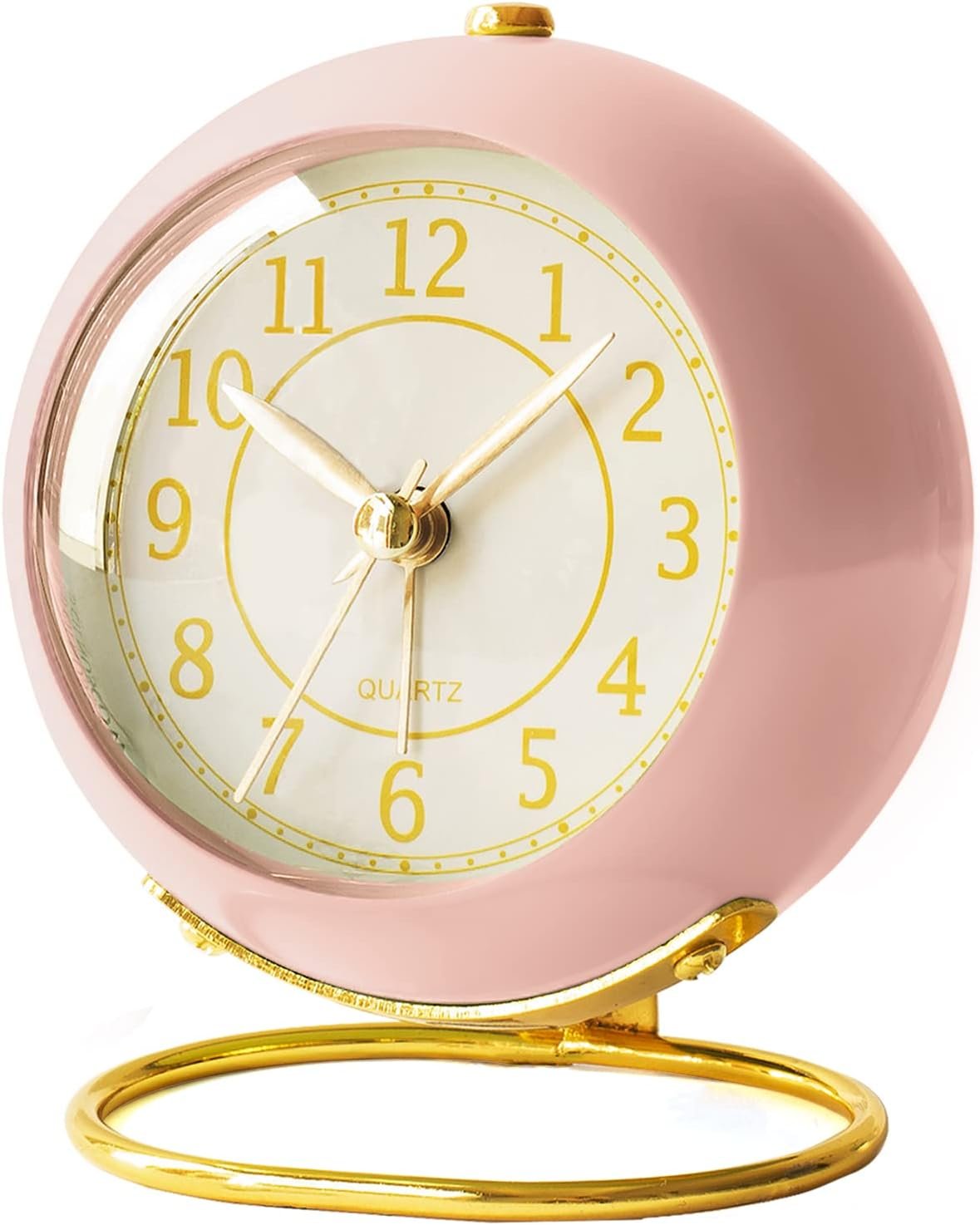 AYRELY® Battery Operated Desk Alarm Clock with Light,Silent No Ticking,Small Table Clock for Bedside/Bedroom/Living Room/Office/Travel/Kids/Room Decor Aesthetic Vintage(Pink) - Image 2