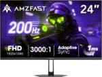 Amzfast 24 Inch Gaming Monitor 180Hz 200Hz FHD 1080p Computer Monitor, 1ms Adaptive Sync, 3000:1, 129% sRGB, HDR Display, Eye Care, VESA 75x75, Metal Stand, HDMI 2.0 | DP 1.4, AMZG24X1 - Image 2