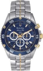 Bulova Men's Marine Star Two-Tone Stainless Steel Chronograph Quartz Watch, Blue Dial Style: 98H37 - Image 2
