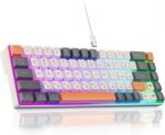 CORBOBO 60 Percent Keyboard,RGB Backlit Gaming Keyboard USB-C Wired,Portable 68 Keys Compact Mini Keyboards for Business Trips,Office,PC Games (SK968,Grey&Orange) - Image 2