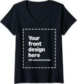 Custom Front & Back Print V-Neck T-Shirt with Your Image for Women by Modify by Amazon Merch on Demand - Image 2
