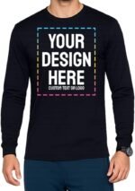 Custom Long Sleeve Shirt for Men – Heavy Cotton, Front Back & Sleeve Personalized Design, Black Tee - Image 2
