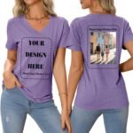 Custom T Shirts Women Customized Design Your Own V Neck Tshirts Personalized Text/Image/Logo/Photo Printed T-Shirts - Image 2