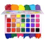 DE'LANCI Colorful EyeshadowPalette, 28 Neon Rainbow Eye Shadow Multi-Colored Metallic Shimmer Matte Makeup Bright Vivid Eye Makeup for Girls & Highly Pigmented Eyeshadow Cosmetics Daily Festival Looks - Image 2