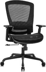 ELABEST Ergonomic Mesh Office Chair,Comfy Computer Desk Chair - BIFMA 5.1 Certified Commercial Swivel Task Chair for Home Office - Adjustable Lumbar Support & Armrests,Tilt Function,Wide Seat (Black) - Image 2