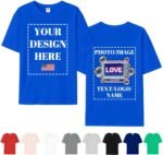 FEEGO Custom T Shirts for Men Women Create Your Own Custom Shirt with Text Image Logo Print Front & Back Design Option - Image 2