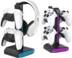 FINTIE RGB Headphone Stand, Gaming Controller Holder for Desk with 9 Lighting Modes, USB/Type-C Charging Ports, Headset Stand Earphone Hanger Accessories for Desktop - Image 2