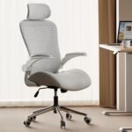 Grey Ergonomic Home Office Desk Chair, Premium Thickened Leather Curved seat with Breathable mesh Back, 3D headrest and Adjustable Lumbar Support, Ideal Chair for Office or Gaming, Gray - Image 2