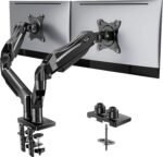 HUANUO FlowLift™ Dual Monitor Stand, Fully Adjustable Gaming Monitor Desk Mount for 13–32″ Computer Screens, Full Motion VESA 75x75/100x100 with C-Clamp & Grommet Base, Each Arm Holds 4.4 to 19.8 lbs - Image 2