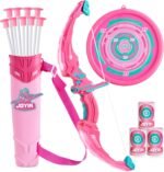 JOYIN Pink Bow and Arrow Set for Girls, LED Light Up Archery Toy Set with 9 Suction Cup Arrows, Target & Arrow Case, Christmas Indoor Outdoor Activity Toy for Kids Girls Ages 3-12 - Image 2