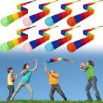 Leyndo 8 Pcs 26 Inch Throw and Catch Balls with Rainbow Tail, Fun Colorful Sports Comet Balls Playground Toys for School Classroom Beach Outdoor Camping Healthy and Fun Games (Multi Color) - Image 2