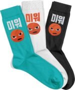 Meloday Funny K-pop Korean Lingo Socks No Compression Soft Cotton 3 pairs per pack - Salty Face - Image 2