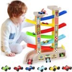 Montessori Toys for 2 3 Year Old Boys Toddlers, Car Ramp Toys with 6 Cars & Race Tracks, Garages and Parking Lots, Ramp Racer Toy Gift for Boys Girls Age 18 Months and Up, Multicolor - Image 2
