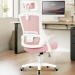 NEO CHAIR Ergonomic Office Desk Chair High Back Computer Gaming Mesh Chair with Comfy Task Adjustable Arms Lumbar Support Headrest Swivel for Home Office (Pink) - Image 2