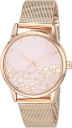 Nine West Women's Floral Dial Mesh Bracelet Watch - Image 2