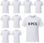 ORJ 8 PCS Unisex Tshirts for Adults Sublimation Blank T Shirt White Polyester Shirts Crew Neck Short Sleeve for Sublimation - Image 2