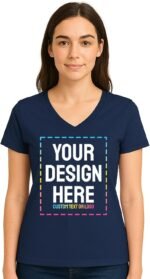 Personalized Women's V-Neck T-Shirt – Custom Image & Text, Design Your Own Front & Back Print, Customizable Tee Gift - Image 2