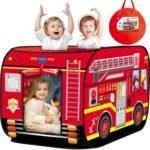 Pop Up Play Tent for Kids Aged 3-5 Years Old Boys and Girls : Fire Truck Tent Playhouse Toy Play Tents for Toddlers 3-5 Kids Tent Indoor Outdoor Playhouse Toys for 3 + Year Old, Fire Truck - Image 2