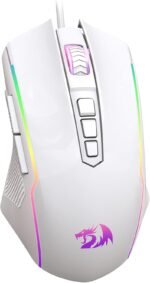 Redragon Gaming Mouse, Wired White Mouse with RGB Backlit, 8000 DPI Adjustable, PC Gaming Mice with 9 Programmable Macro Buttons & Fire Button, PC Gaming Mouse for Windows/Mac, White - Image 2