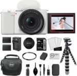 Sony ZV-E10 Mirrorless Camera with 16-50mm Lens | White Bundle with 64GB Memory Card, UV Filter, 8" Flexipod, Spare Battery & Charger, KC-25 Camera Shoulder Bag, Deluxe Cleaning Kit and Cloth - Image 2