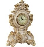 Touch of Class Oliviana Table Clock - Resin - Ivory, Gold - Victorian Style - Acanthus Leaves - Vintage Decor for Bedroom, Bathroom Shelf, Living Room, Mantel, Entryway, Foyer - Image 2