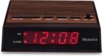 Westclox Retro Wood Style Small Night Table Alarm Clock with Red LED Display, 9-Minute Snooze, Battery Backup, Easy Electric Operation for Bedroom, Home or Office – Woodgrain - Image 2