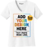 Women Custom V Neck T Shirts Design Your Own Add Picture Photo Text Two Sided - Image 2