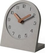 Wooden Silent Non-Ticking Battery Operated Decorative Small Mini Analog Modern Shelf Desk Table Mantel Clock for Home, Office, Living Room, Bed Room (Gray) - Image 2