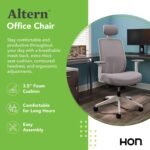 HON Altern Ergonomic Office Chair with Headrest, Mid‑Back Mesh Desk Chair, Adjustable Arms, Seat Slide, Synchro‑Tilt, Rolling Computer Seat for Home Office, White Frame, Black - Image 5