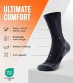 PULIOU Merino Wool Hiking Socks for Men Women, 3 Pairs Lightweight Breathable Hiking Socks with Seamless Toe and Arch Support - Image 3