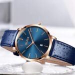 OLEVS Women's Watches for Ladies Female Wrist Watch Leather Band Waterproof Thin Minimalist Casual Simple Dress Quartz Analog with Date Calendar - Image 5