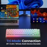 HITIME x XVX M67 Wireless 60% Percent Keyboard, QMK/VIA Topographic Gaming Keyboard, Tri-Mode Thocky Creamy Mechanical Key Board, Hot Swappable Gasket Mount RGB IMD Tech for Win/Mac(JadeStone) - Image 4