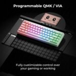 HITIME x XVX M67 Wireless 60% Percent Keyboard, QMK/VIA Topographic Gaming Keyboard, Tri-Mode Thocky Creamy Mechanical Key Board, Hot Swappable Gasket Mount RGB IMD Tech for Win/Mac(JadeStone) - Image 6