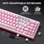 HITIME x XVX M67 Wireless 60% Percent Keyboard, QMK/VIA Topographic Gaming Keyboard, Tri-Mode Thocky Creamy Mechanical Key Board, Hot Swappable Gasket Mount RGB IMD Tech for Win/Mac(JadeStone) - Image 8