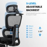 Mesh Ergonomic Office Chair with Footrest,High Back Mesh Gaming Chair with Lumbar Support,Adjustable Headrest and Armrests for Home Office Desk Chair (Modern, Black) - Image 7