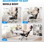 Mesh Ergonomic Office Chair with Footrest,High Back Mesh Gaming Chair with Lumbar Support,Adjustable Headrest and Armrests for Home Office Desk Chair (Modern, Black) - Image 8