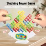 64 Pcs Stacking Tower Game with 22 Cards, Giant Tumble Balance Game for Kids, Family Games for Kids and Adults, Easter Gifts for Teen Boys & Girls, Party Board Game for Kids 6-12 & Adults - Image 3