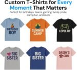 Custom Shirts for Kids Personalized Cotton T Shirts for Boys Girls Children Customized DTF Print Custom Kids Shirt Tshirt Upload Your Design Large Black Tshirt - Image 4