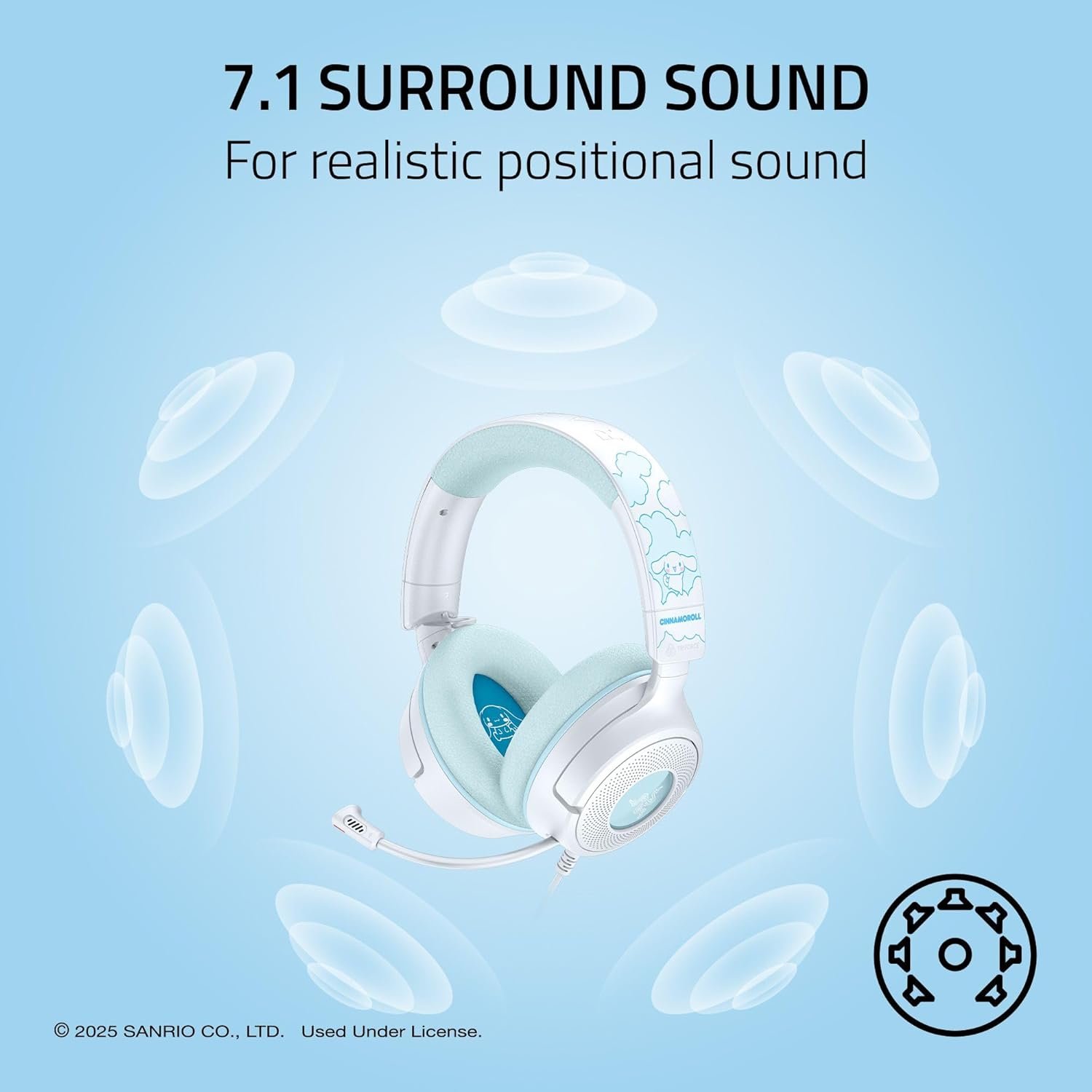 Razer Kraken V4 X Wired Gaming Headset: 40 mm Drivers - Cardioid Mic - Memory Foam Cushions - Chroma RGB Lighting - Type C & Type A Cable - for PC, Mac, PS5, Nintendo Switch 2 - Cinnamoroll Edition - Image 5