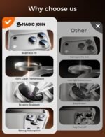 MAGIC JOHN for iPhone 17 Pro Max/17 Pro Camera Lens Protector [Alignment Kit&1:1 Invisible Fit] 9H Aerospace Tempered Glass, Ultra HD, Metal Individual Ring，Case Friendly, Set of 2,Gray - Image 5
