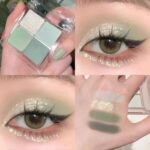 Matte Light Green Eye Shadow Makeup Palette 4 Colors 2 PCS Set, Matte Glitter Highly Pigmented Mint And Seafoam Green Waterproof Eyeshadow Palette For Woman - Image 3