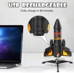 Rocket Launcher for Kids, 200 ft Self Launching Motorized Rocket Toy with LED and Safety Parachute Land, Outdoor Toys Cool Birthday for Boys Ages 8-12 (Orange) - Image 7