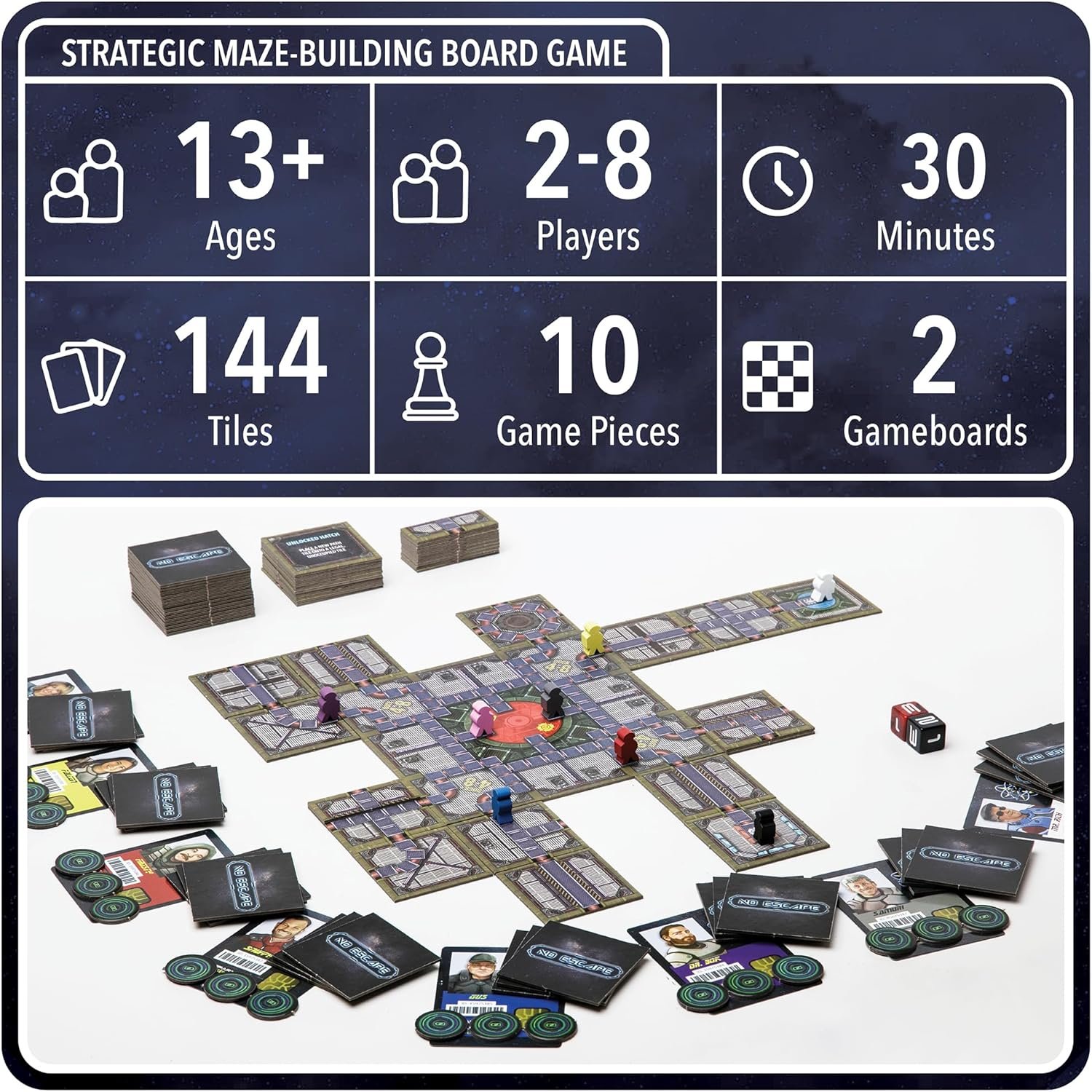 No Escape Board Game - Strategy Board Game for Adults, Family, Party - Unique Strategic Space Sabotage Traitor Maze Game with Tiles - Fun for Kids, Teenagers, Adults, 2 to 8 Players - Image 4