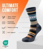 PULIOU Merino Wool Hiking Socks for Men Women, 3 Pairs Lightweight Breathable Hiking Socks with Seamless Toe and Arch Support - Image 3