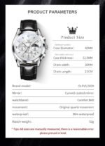 OLEVS Men's Leather Analog Quartz Watch - Luxury Chronograph Wristwatch with Date, Waterproof, Luminous - Dress Style - Image 5