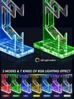 OAPRIRE Headset and Controller Stand with Lights, 3 Tier Acrylic Game Controller Holder, Controller and Headset Stand for Desktop,Universal Design Compatible with PS5/PS4/XBOX/SWITCH (Clear) - Image 4
