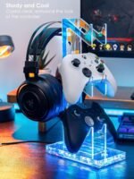 OAPRIRE Headset and Controller Stand with Lights, 3 Tier Acrylic Game Controller Holder, Controller and Headset Stand for Desktop,Universal Design Compatible with PS5/PS4/XBOX/SWITCH (Clear) - Image 8