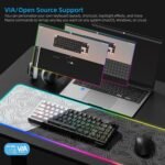 Womier Wireless Gaming Keyboard 60 Percent with QMK/VIA, Topographic Creamy Mechanical Key Board, RGB Custom Gasket Hot Swappable for Windows & Mac-POM Linear Switch (Q61 V2) - Image 6
